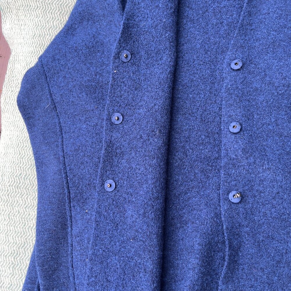 Boiled wool deep navy/deep purple button down v-neck jacket, elastic sides L! - Picture 5 of 16